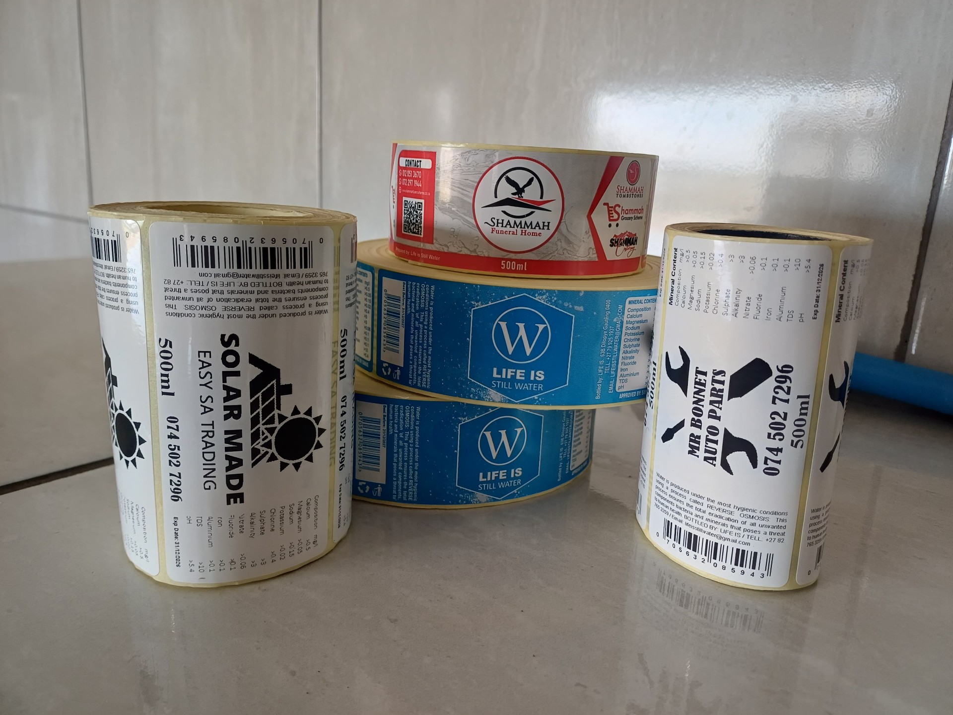 Custom printed bottle labels and stickers